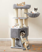 FEANDREA Ansamblu de joaca pisici, tip copac, pentru pisici de dimensiuni mari, 50x50x141 cm, gri