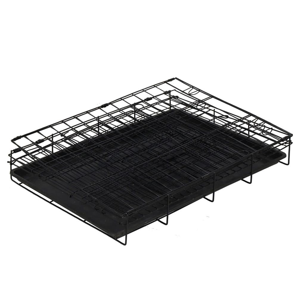 Cusca pentru animale, 2 usi, Pliabila din metal, M, Negru, 50x42x34 cm