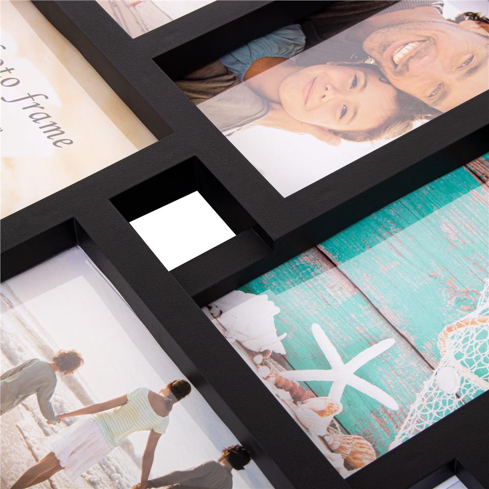 Rama foto de perete, colaj de 10 fotografii, 48x53cm, negru