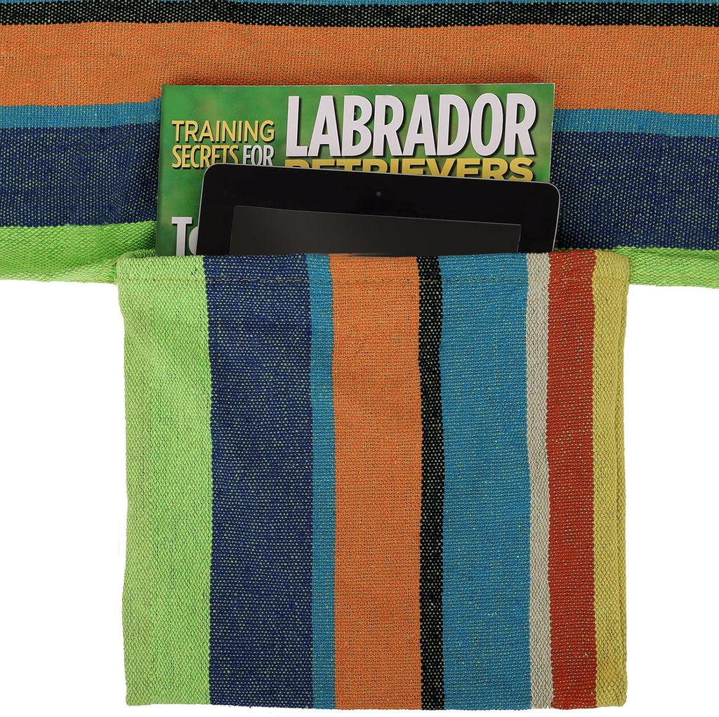 SONGMICS Hamac dublu cu bara lemn, perne incluse, maxim 300 kg, 210x150 cm, multicolor