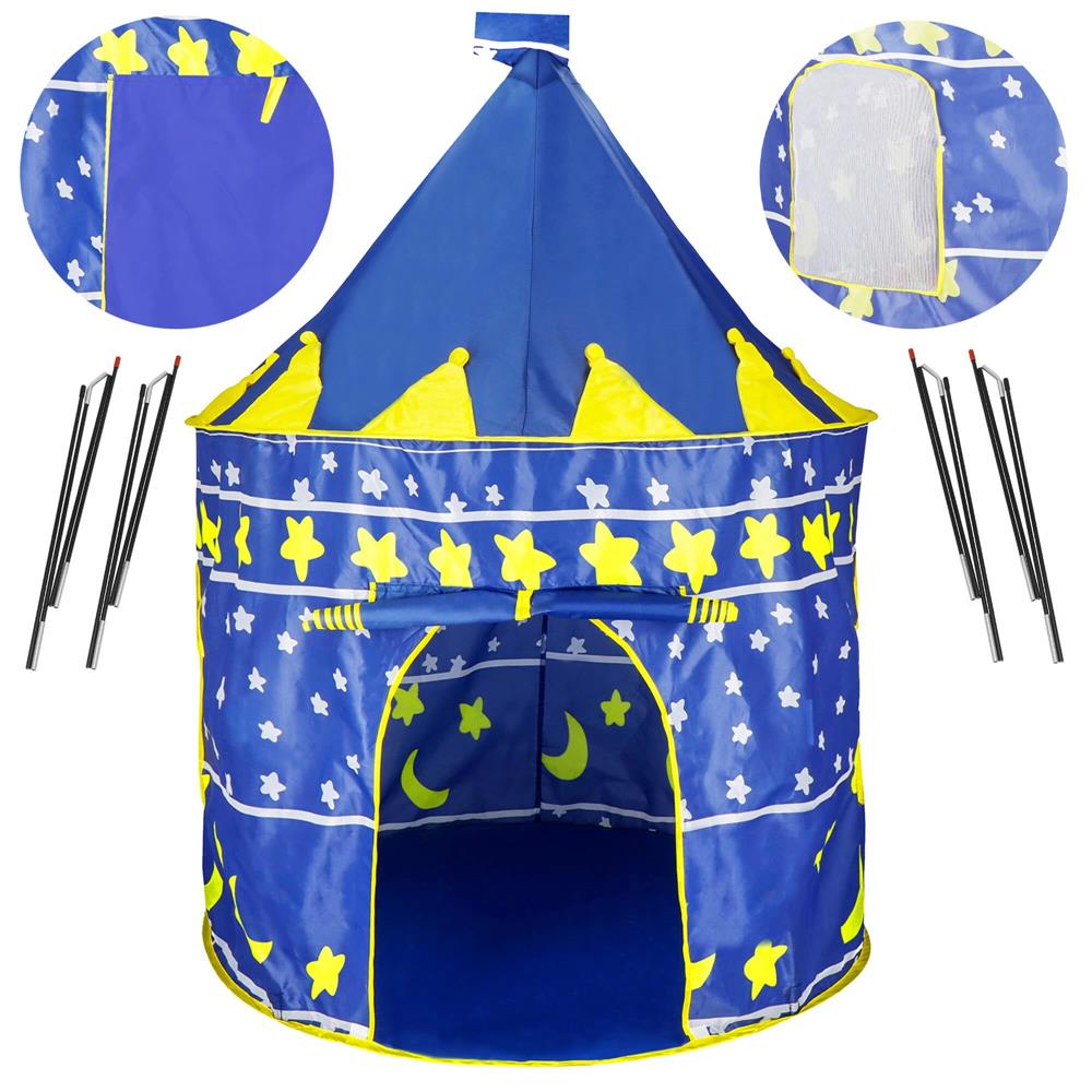 Cort Castel de joaca pentru copii, pliabil, 100x140 cm, albastru