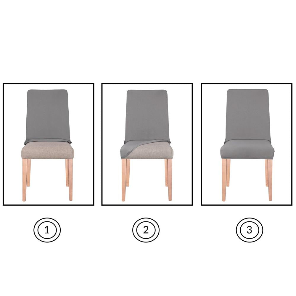 Set 4 huse universale pentru scaun, marime universala, poliester si spandex, 45 cm x 60 cm, albastru marin