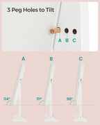 SONGMICS Oglinda de podea cu suport, din MDF, spatiu de depozitare, 41x37x152 cm, alb