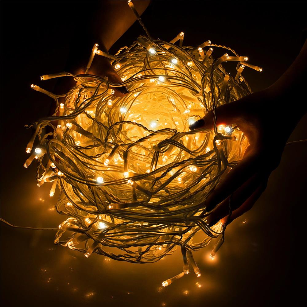 Ghirlanda luminoasa tip perdea 300 LED-uri, 12m, pentru interior/exterior, cu flash, iluminare galbena