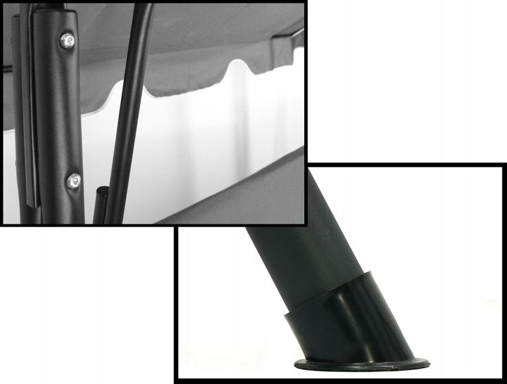 Leagan gradina 3 locuri 170x118x153 cm, cu perne, baldachin reglabil si masute laterale, structura otel, maro