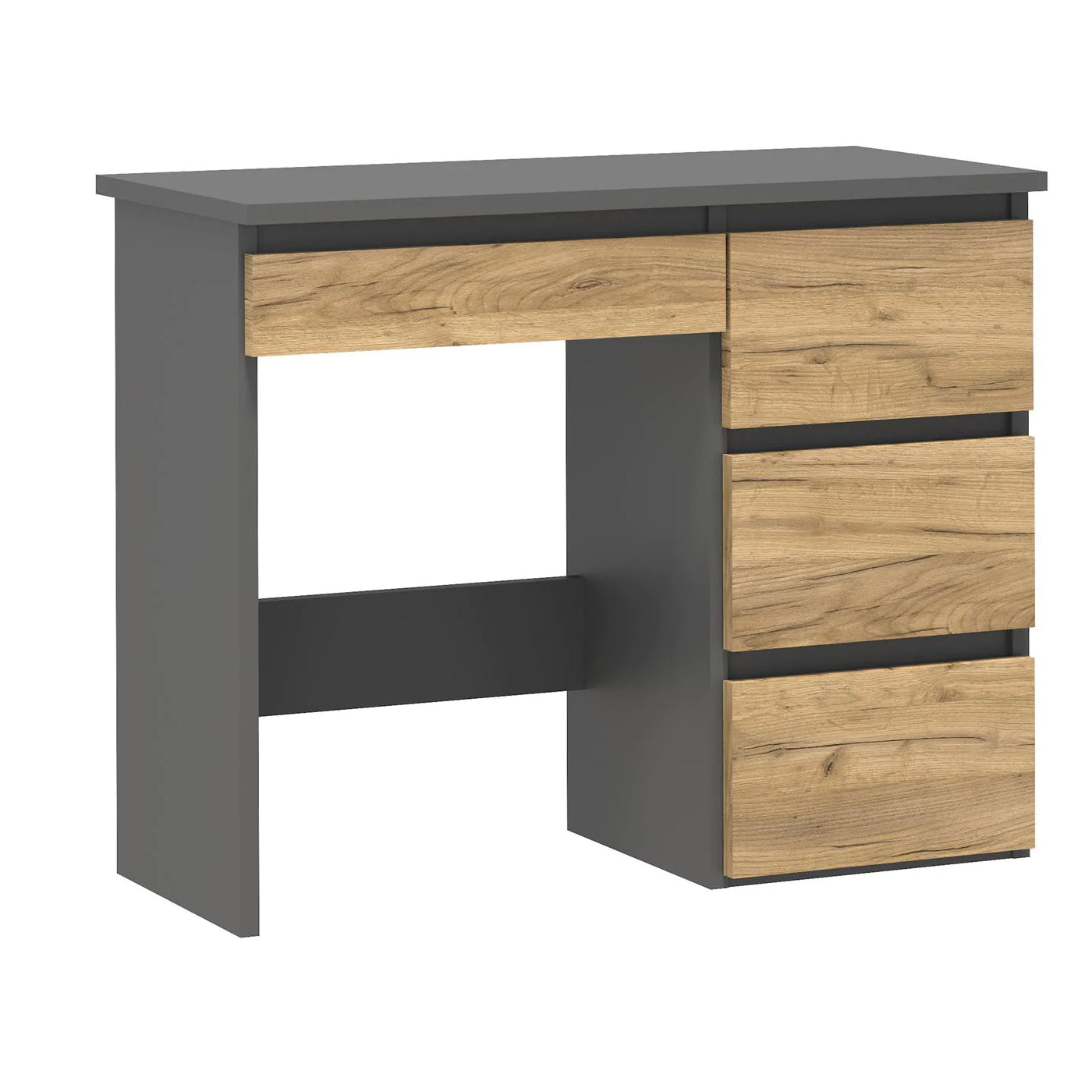 Birou calculator Beta 3 cu 4 sertare, 94x43x75 cm, finisaj antracit/craft