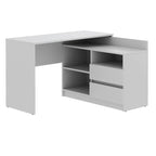 Birou colt Delta 120x50x75 cm cu comoda 100x42x72 cm, 2 sertare, montaj stanga/dreapta, alb