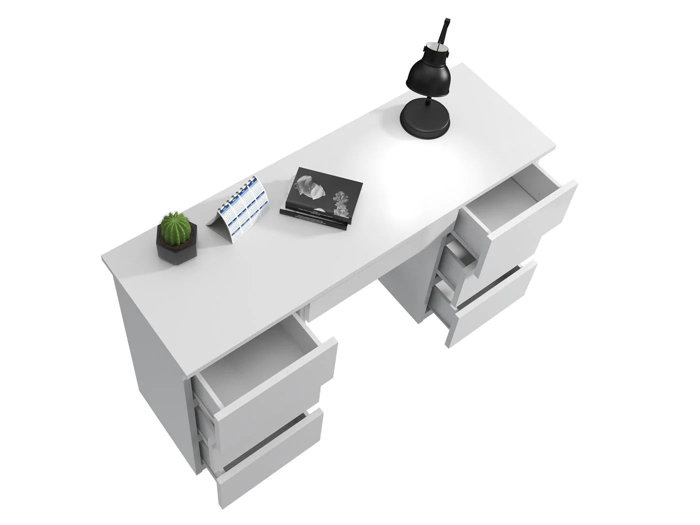 Birou cu 7 sertare Beta 4 120x43x75 cm, design minimalist, alb