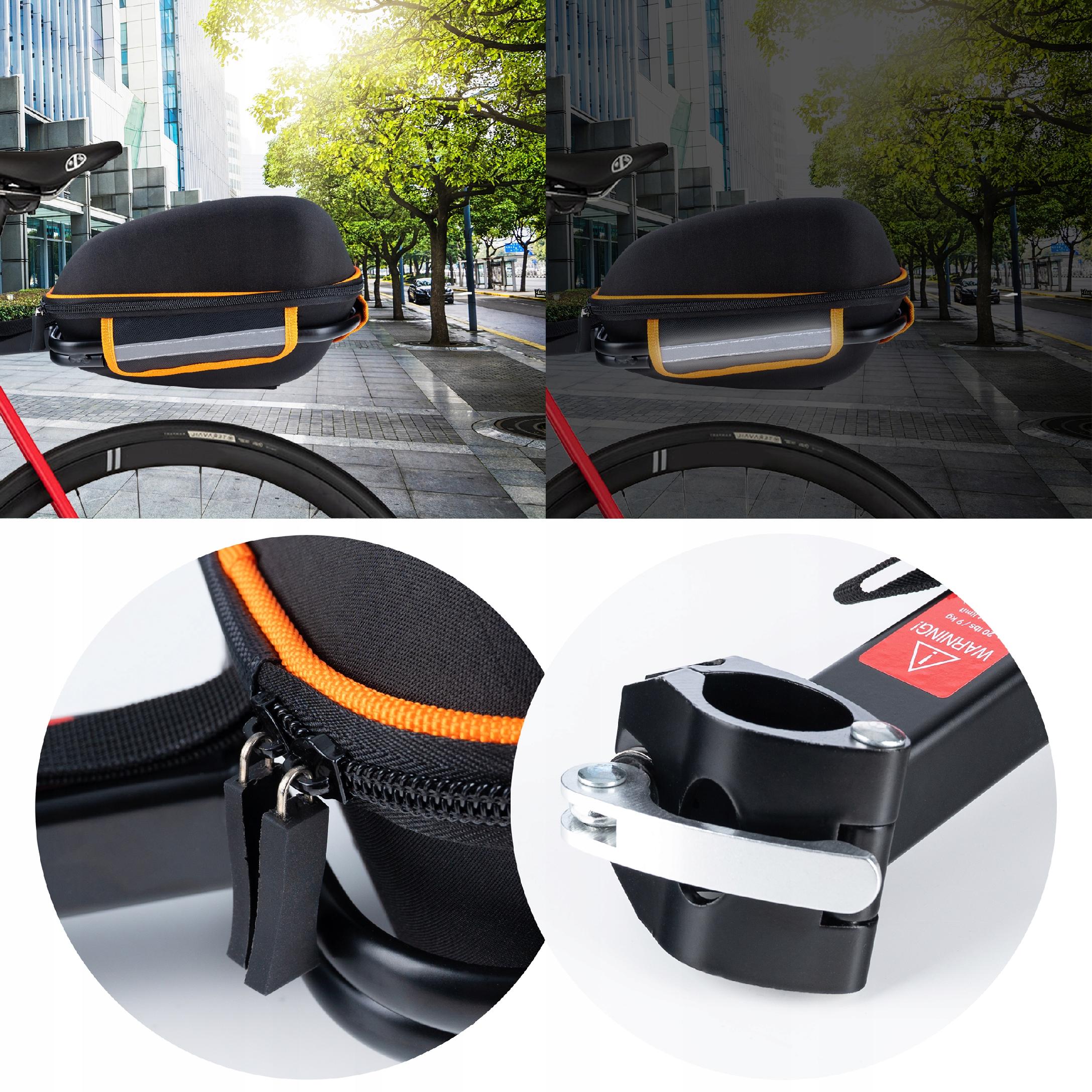 Geanta bicicleta cu prindere pe portbagaj tija sa 28x19x17 cm, 10L, poliester, borseta spate cu suport aluminiu, negru