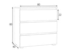 Comoda cu 3 sertare NEO 80, 80x40x80 cm, finisaj stejar mat