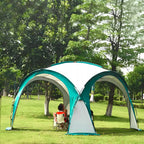 Pavilion gradina 350x350x230 cm, structura fibra de sticla, acoperis poliester impermeabil, verde cu alb
