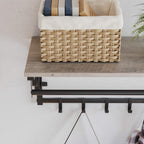 VASAGLE Cuier perete cu polita, bara si 5 carlige, 66x27x30 cm, gri