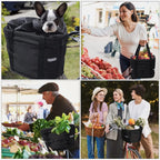 Cos bicicleta fata 34x24x25 cm, aluminiu si material textil, sistem click, cu husa ploaie, negru