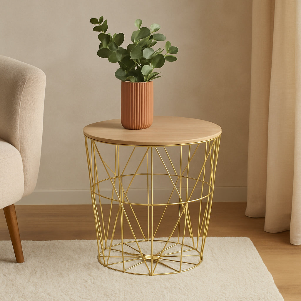 Masuta cafea rotunda Atmosphera Kumi, 40x41 cm, auriu