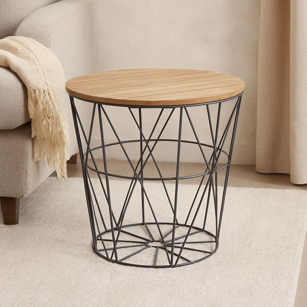 Masuta cafea rotunda Atmosphera Kumi, 40x41 cm, negru