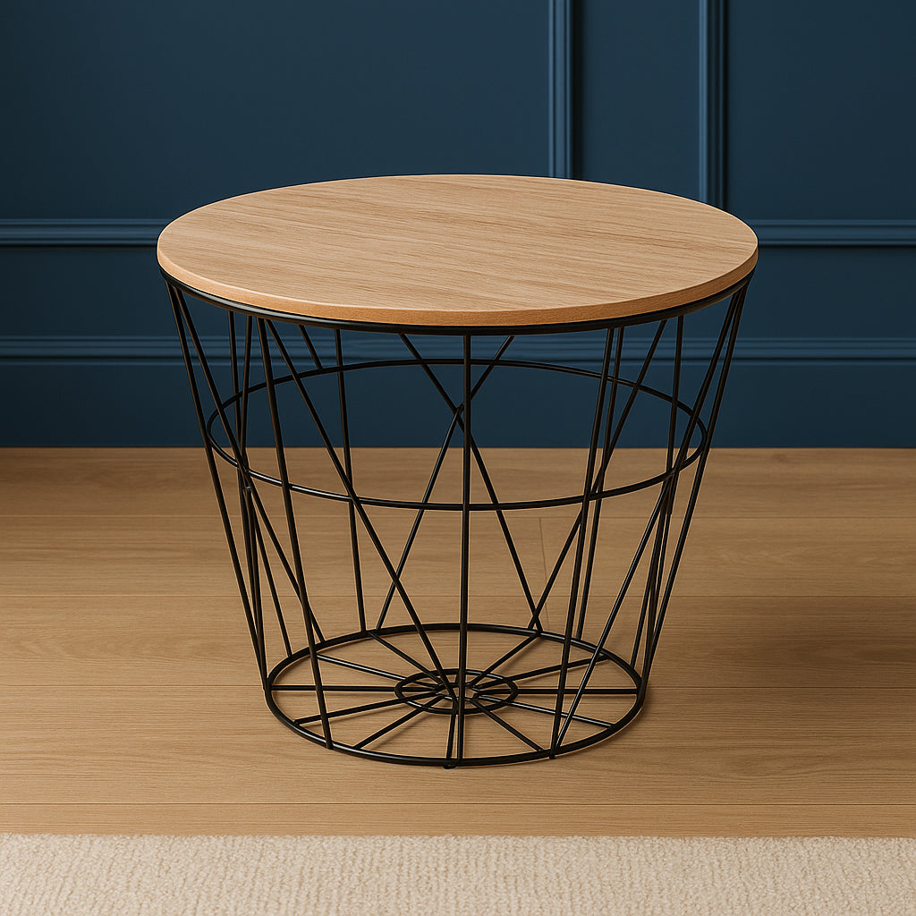 Masuta cafea rotunda Atmosphera Kumi, 38x30 cm, negru