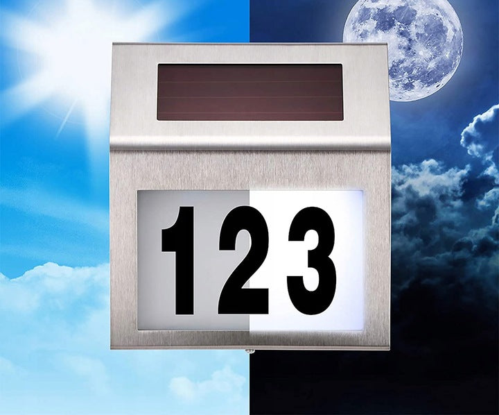 Lampa solara LED afisare numar de casa, inox, kit montare inclus, 20x18x3 cm