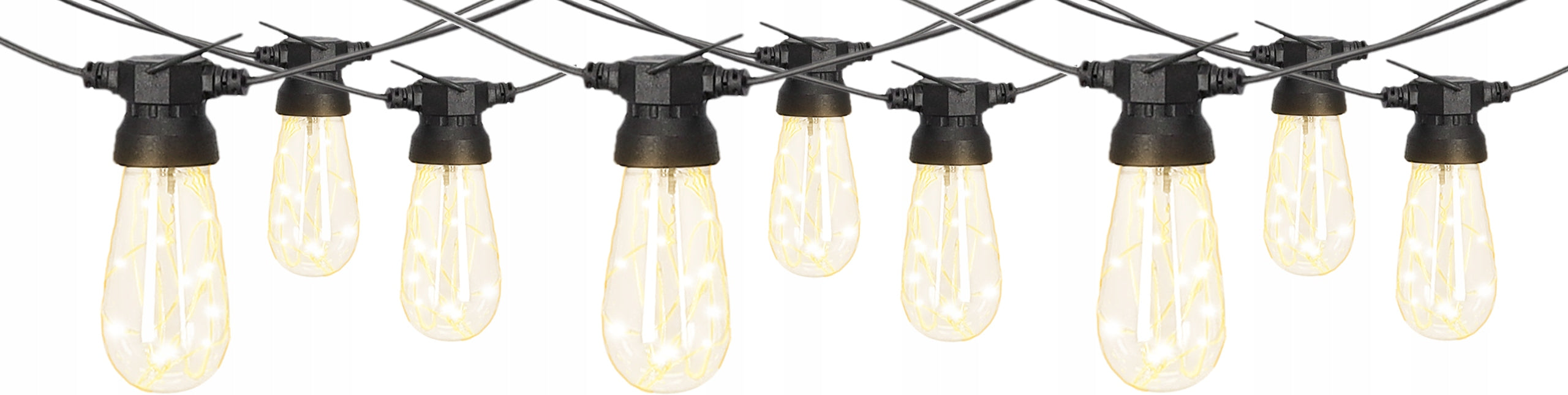 Ghirlanda luminoasa decorativa pentru exterior, alimentare la priza, 20 metri, 20 becuri LED cu iluminare calda 3000K, IP44