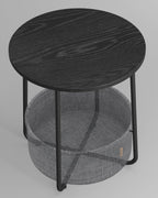 VASAGLE Masuta de cafea rotunda cu cos de stofa, stil modern, 45x50cm, negru-gri