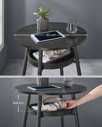 VASAGLE Masa de bar neagra, 70x70x91 cm – design elegant cu piele artificiala, blat 60 cm, stabila si usor de asamblat