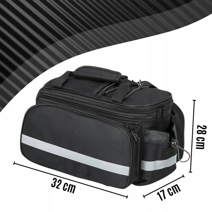 Geanta bicicleta spate 32x17x28 cm, 30L, extensibila, poliester impermeabil, cu elemente reflectorizante, negru