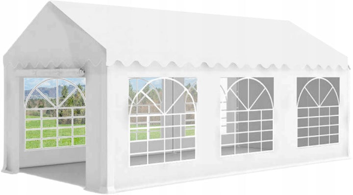 Pavilion de gradina profesional, cu cadru otel 38 mm, acoperis impermeabil 450g/m2, 6x3x2,8 m, alb