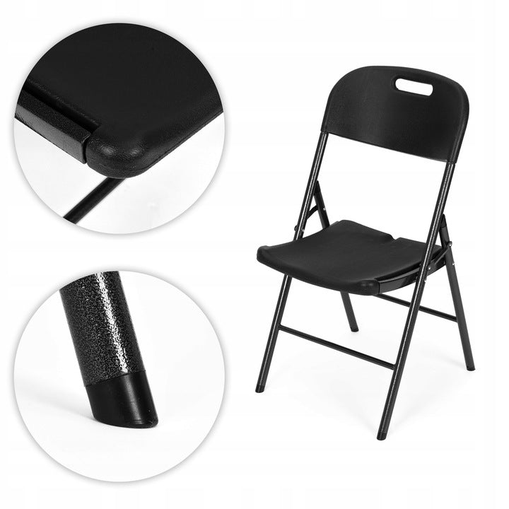 Set 2 scaune pliante 44x58x83 cm, structura metal si sezut HDPE, pliabile si usoare, negru