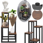 Stand pentru flori, cadru metalic, 4 etajere, 34x34x68 cm, maro inchis