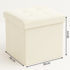 Taburet pliabil Atmosphera Lysandre cu spatiu de depozitare, 38x38x38 cm, bej