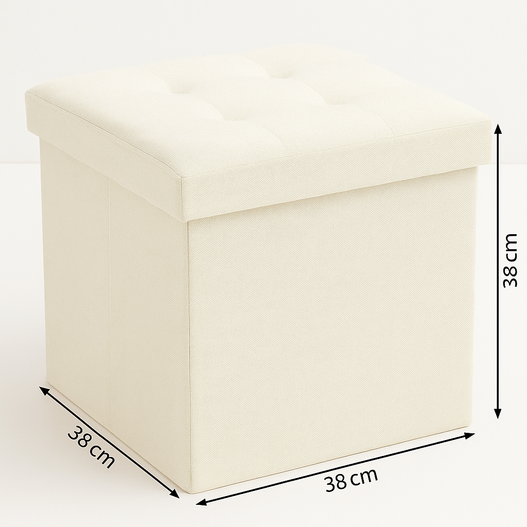 Taburet pliabil Atmosphera Lysandre cu spatiu de depozitare, 38x38x38 cm, bej