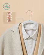 SONGMICS Set 30 umerase catifea cu carlig rotativ, 44x24 cm, alb