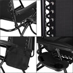 Sezlong pliabil  GC3, Relax Zero Gravity cu parasolar, 175cm, negru