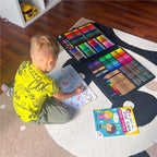 Set de pictura si desen pentru copii, 258 de piese, trusa plastic roz