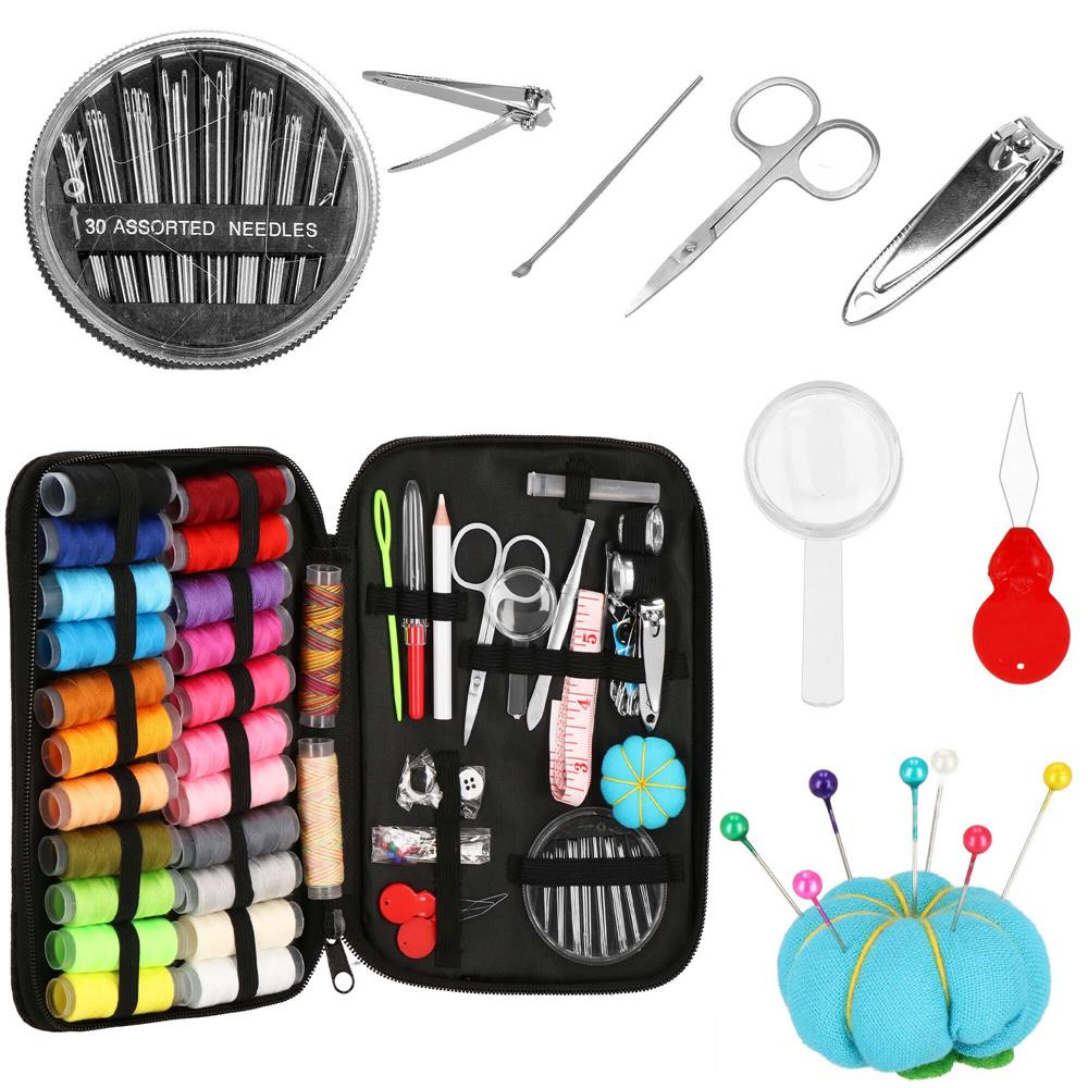 Set articole de cusut cu geanta de depozitare, 100 piese