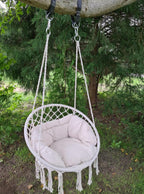 Scaun rotund tip leagan suspendat cu perna Confort Plus, casa sau gradina, bej