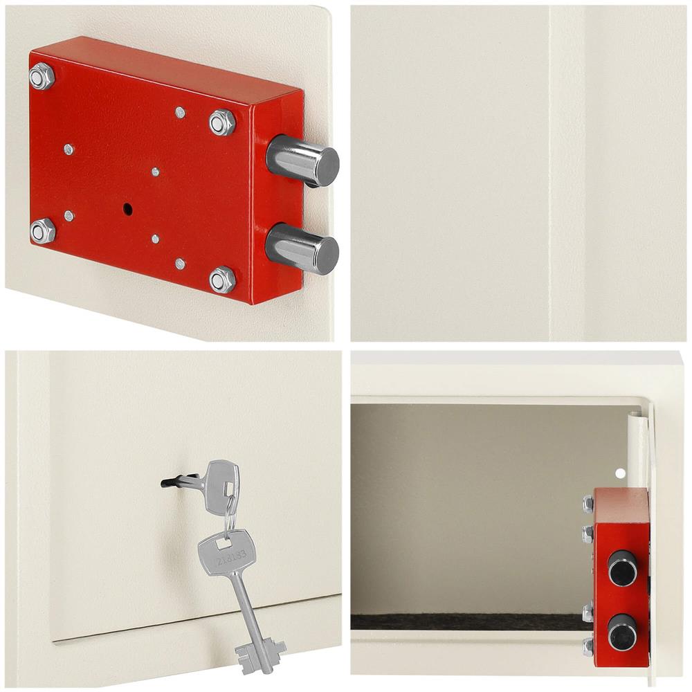 Seif standard cu cheie, 200x310x200 mm, Otel, Bej