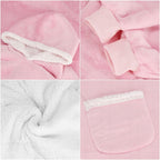 Patura tip hanorac, cu maneci, gluga si buzunare, material plus, marime universala, roz