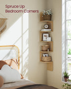 VASAGLE Raft de colt plutitor pe 5 niveluri, stil boho, 20x20x126 cm, bej