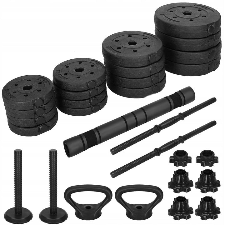 Set de greutati multifunctionale transformabil in gantere, kettlebell, haltera, total 40 kg