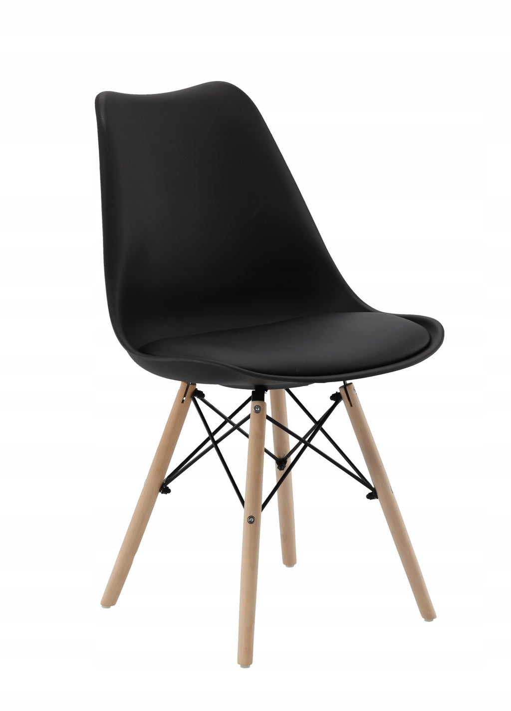 Set 4 scaune de bucatarie, design scandinav modern, sezut cu burete, negru