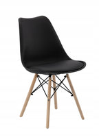 Set 4 scaune de bucatarie, design scandinav modern, sezut cu burete, negru