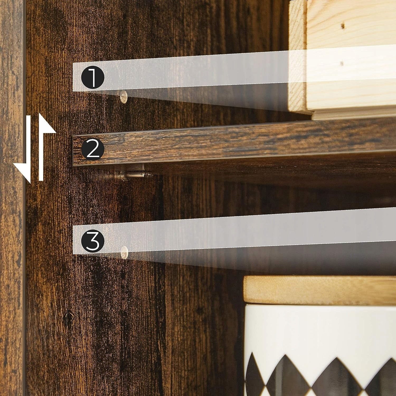 SONGMICS Comoda cu 3 sertare si dulap, 60x30x80cm, maro rustic