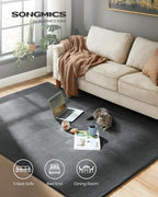 SONGMICS Covor decorativ antiderapant, lavabil la masina, 160×230 cm, gri carbune