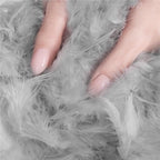 Ghirlanda pentru decor sau bradul de Craciun, model puf si pene, gri, 180cm