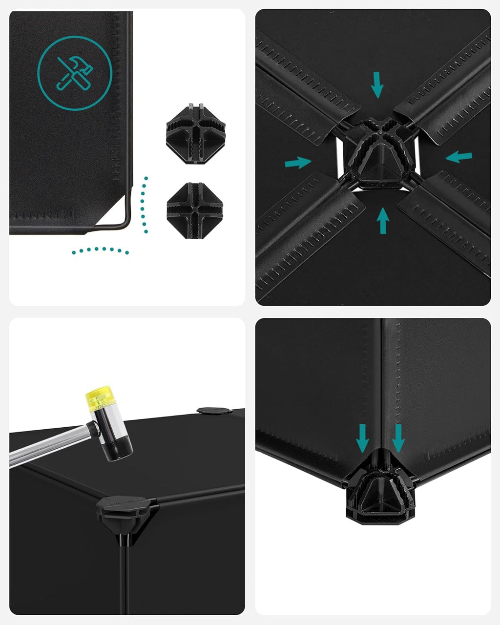 SONGMICS Dulap de depozitare pantofi modular, configurabil cu 10 compartimente, 43x31x173 cm, negru