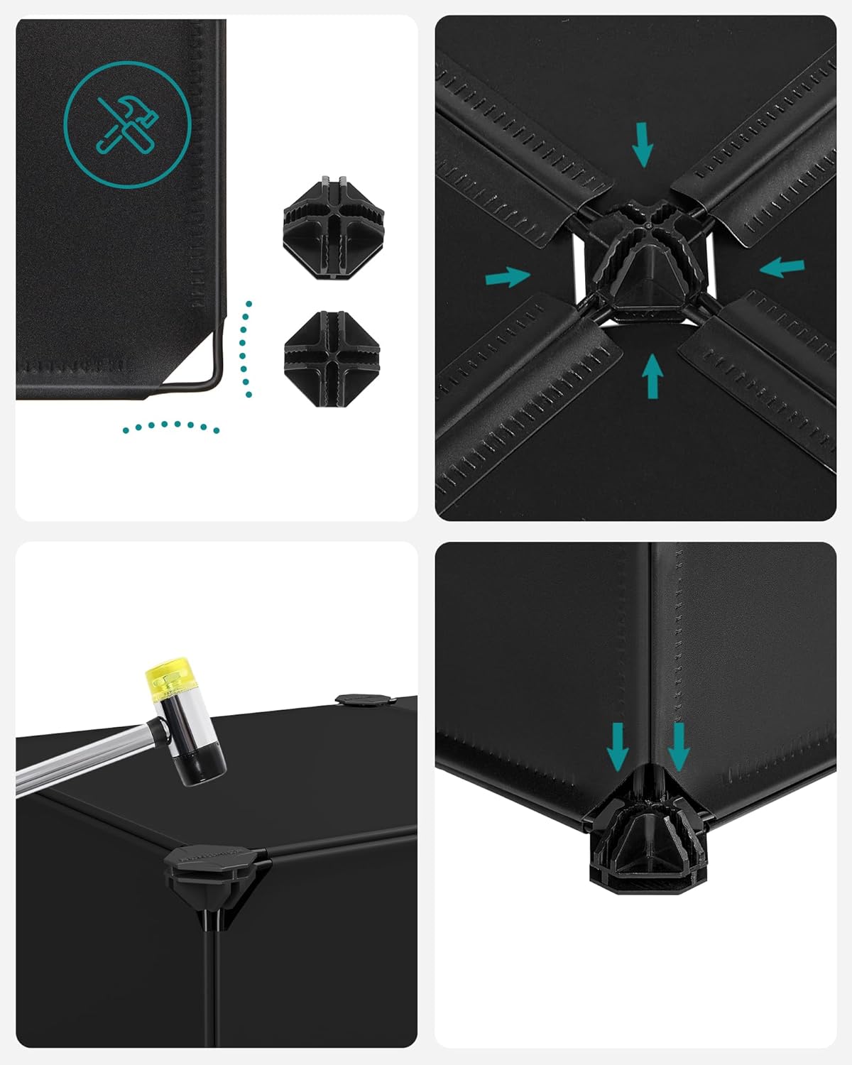 SONGMICS Dulap de depozitare pantofi modular, configurabil cu 10 compartimente, 43x31x173 cm, negru