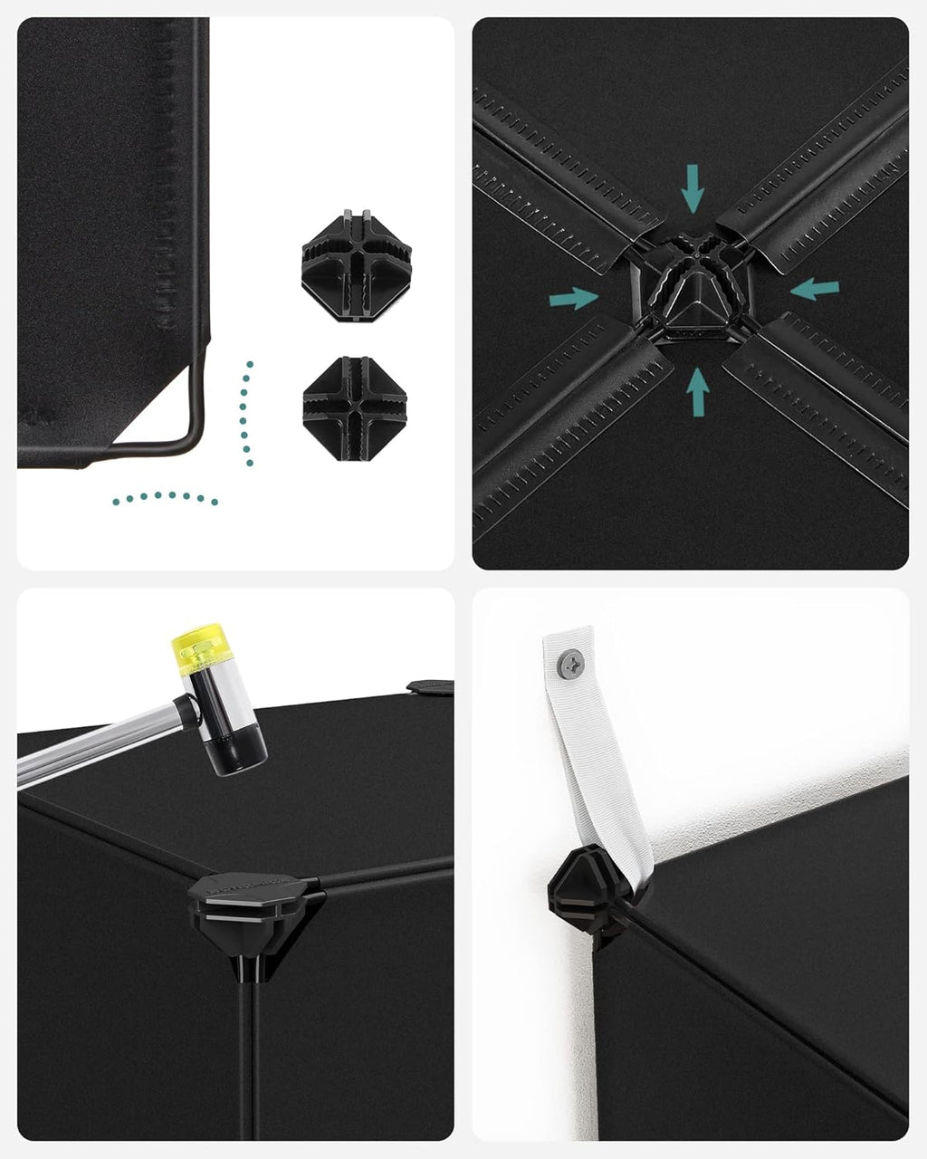 SONGMICS Unitate de depozitare cu 16 cuburi, pentru pantofi sau haine, personalizabil, 31x123x123 cm, negru