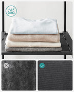 SONGMICS Dulap de haine portabil, cu 3 bare de agatat si rafturi, 138x43x182 cm, negru