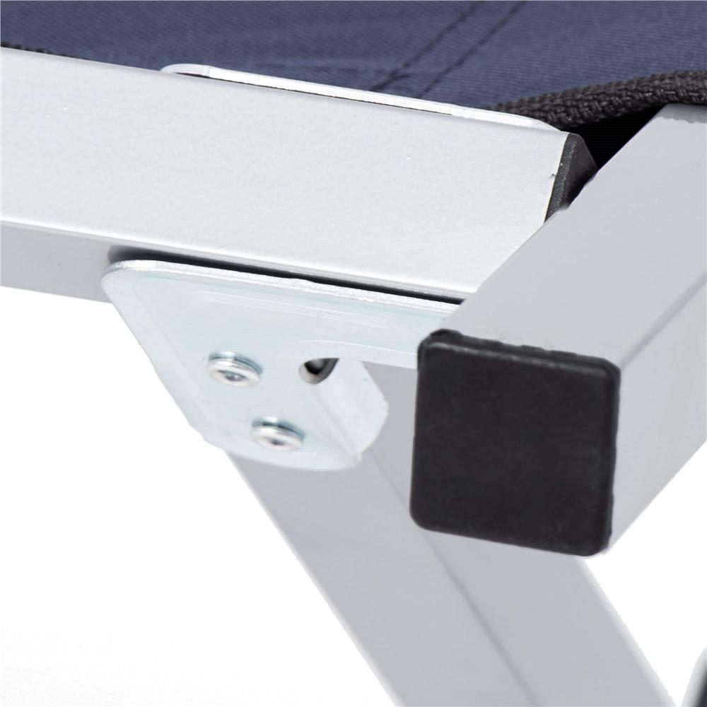 Pat pliant pentru camping, structura metalica, 190x74x42cm, 150kg, albastru marin