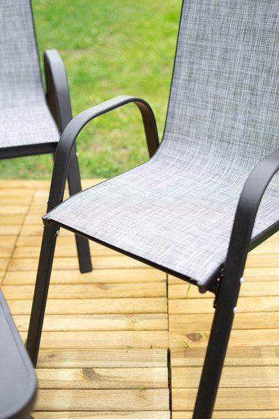 Set mobilier gradina textilene, 2 scaune, 1 canapea si 1 masa, gri deschis